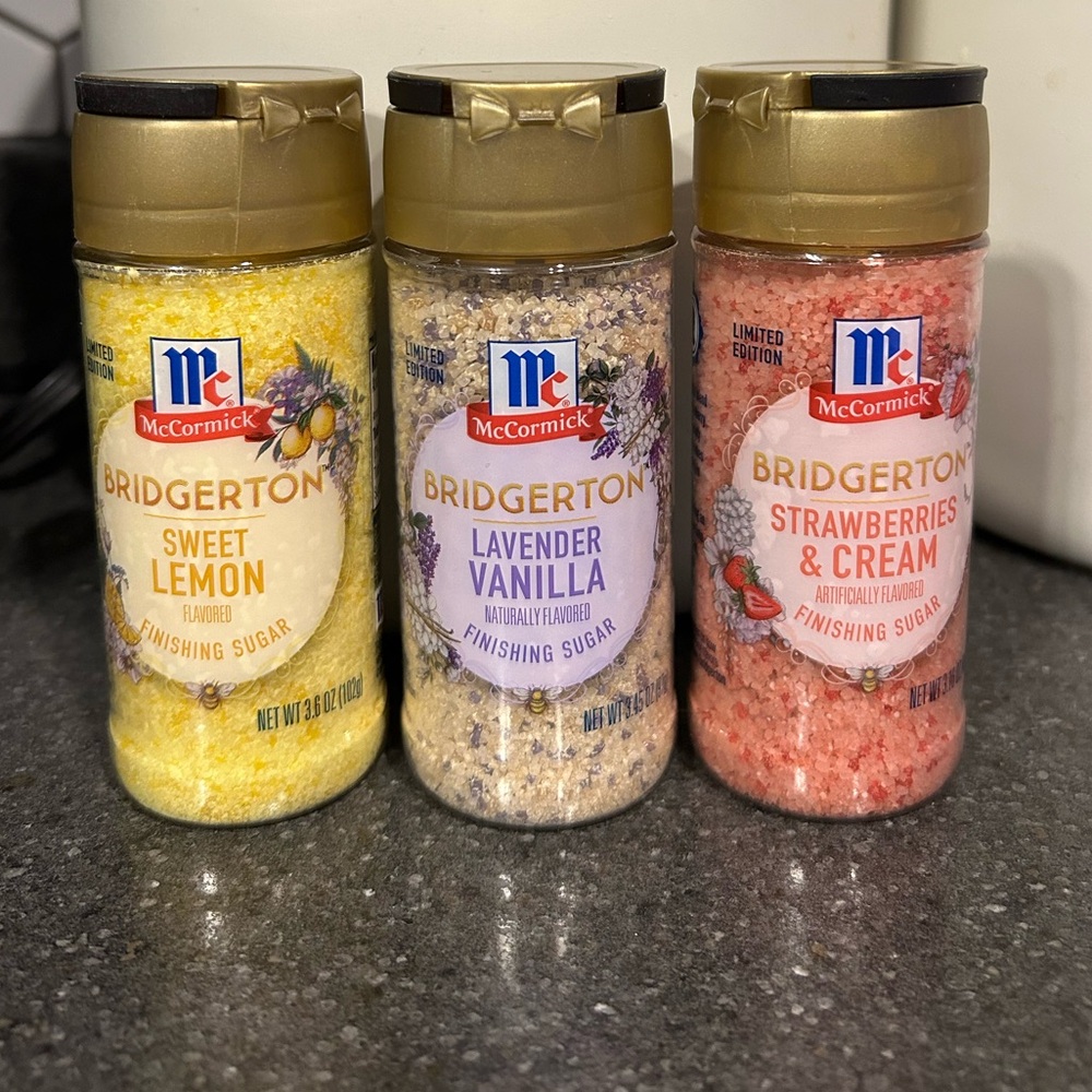 McCormick Bridgerton Finishing Sugar Set- Lemon, Lavender Vanilla, Strawberries